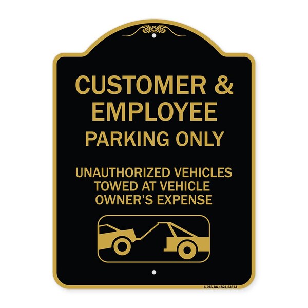 Parking Restriction Customer and Employee Parking Only Unauthorized Vehicles Towed at, BG-1824-23373